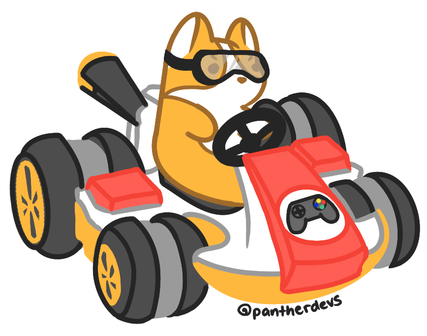 Panther Devs Corgi Kart Sticker